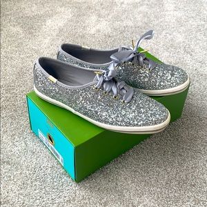 Kate Spade Keds Silver Glitter Shoes Size 8